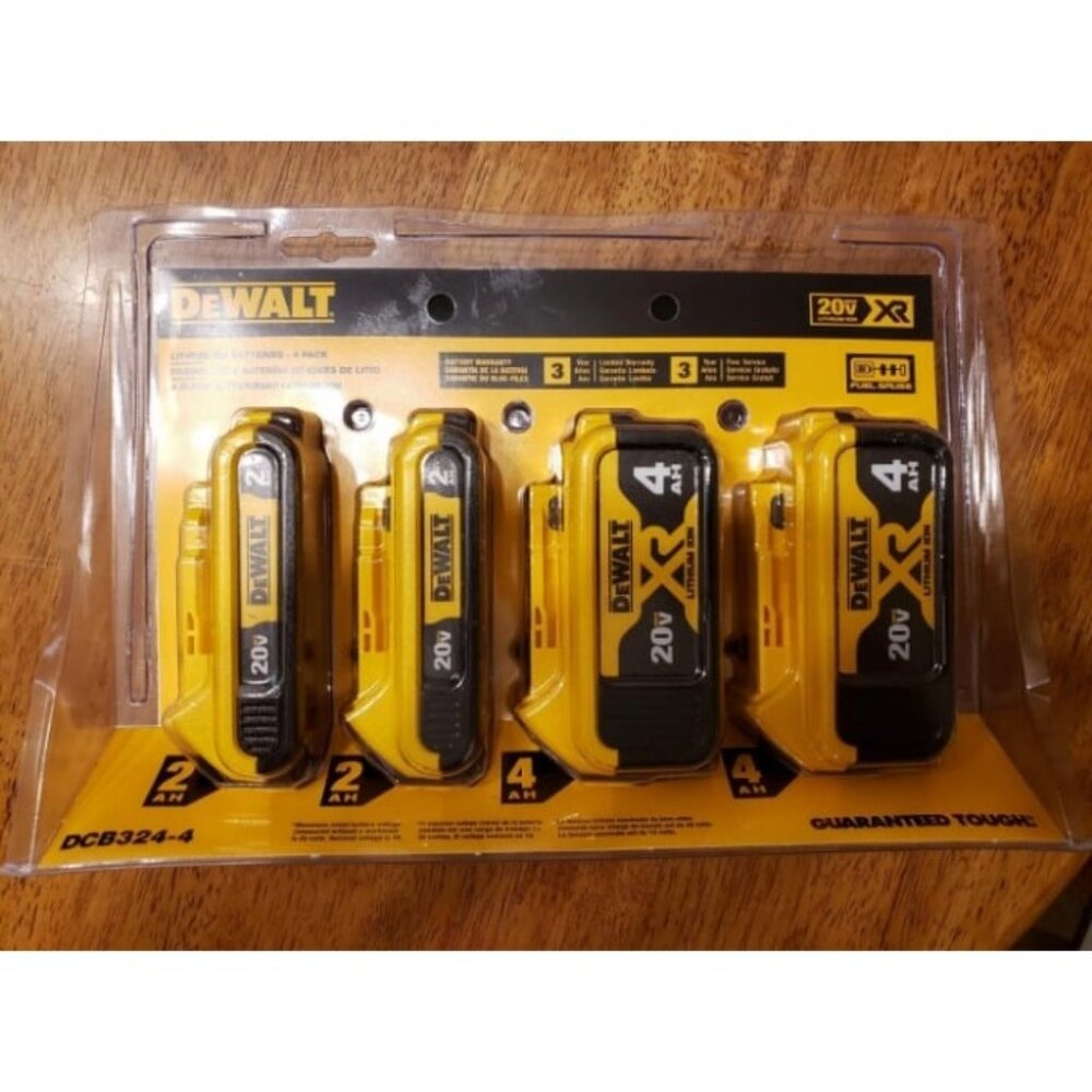 20V MAX Battery 2 Ah and 4 Ah 4-Pack, Fuel Gauge LED Charge Indicators